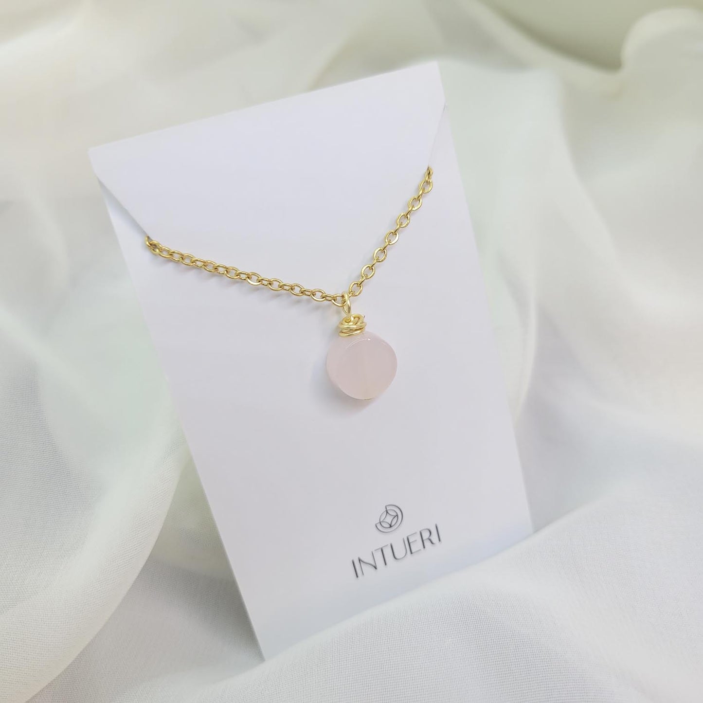 Collar Acero Mily Cuarzo Rosa