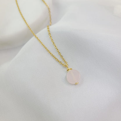 Collar Acero Mily Cuarzo Rosa