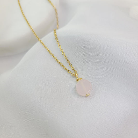 Collar Acero Mily Cuarzo Rosa