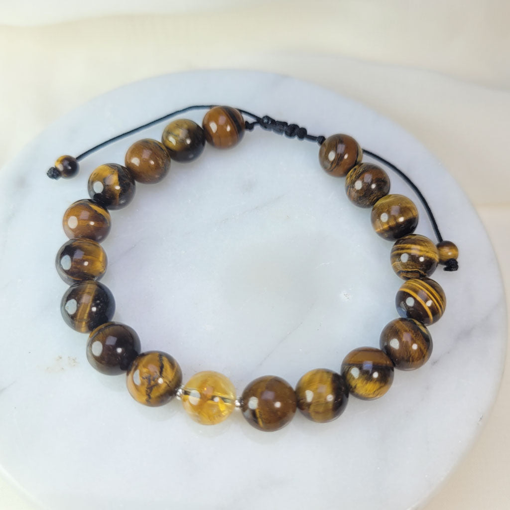 Pulsera Ojo de tigre y Citrino 8mm