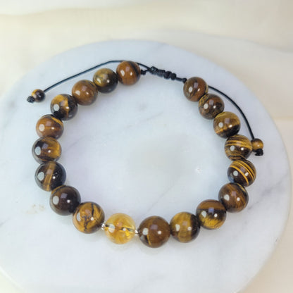 Pulsera Ojo de tigre y Citrino 8mm