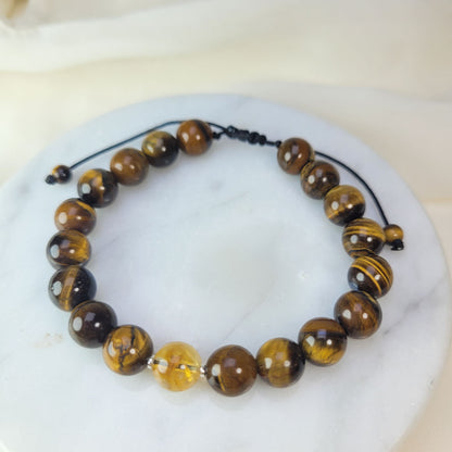 Pulsera Ojo de tigre y Citrino 8mm