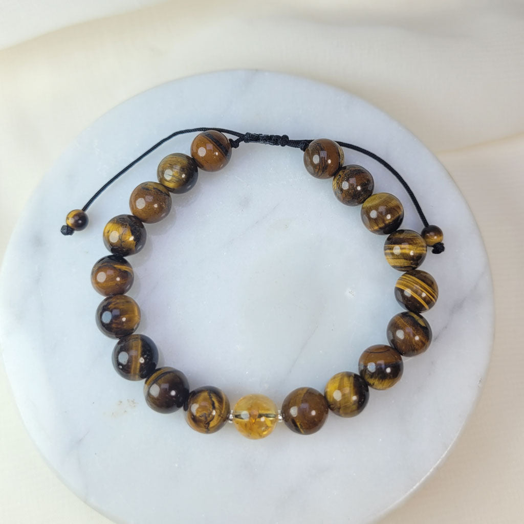 Pulsera Ojo de tigre y Citrino 8mm