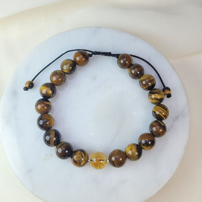 Pulsera Ojo de tigre y Citrino 8mm