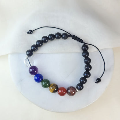 Pulsera siete chacra con Shunguita 8mm