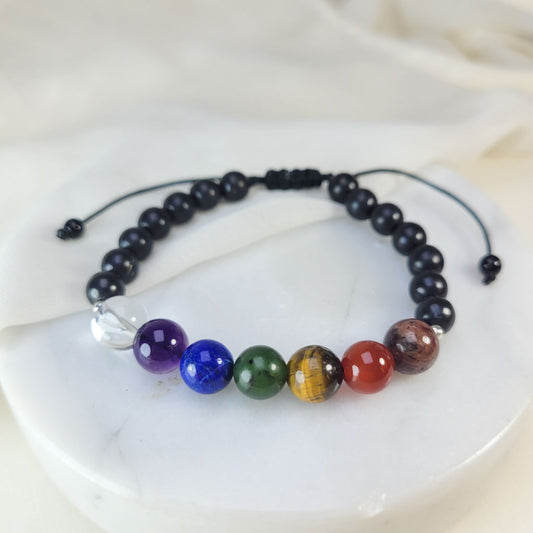 Pulsera siete chacra con Shunguita 8mm