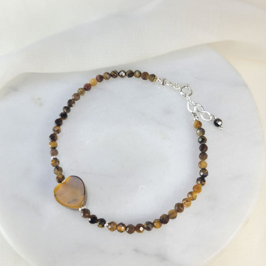 Pulsera Corazon Ojo de tigre