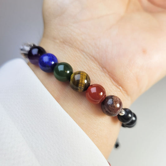 Pulsera siete chacra con Shunguita 8mm