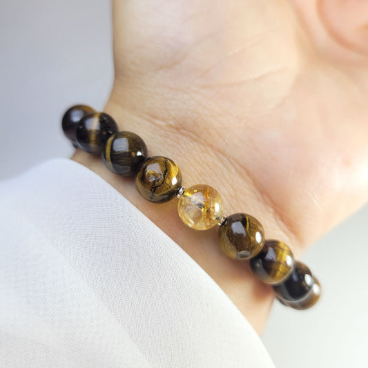 Pulsera Ojo de tigre y Citrino 8mm