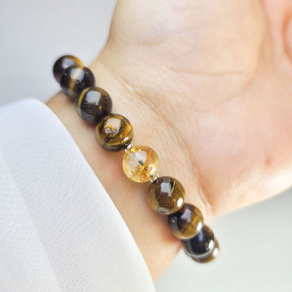 Pulsera Ojo de tigre y Citrino 8mm