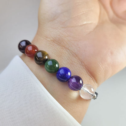 Pulsera siete chacra 8mm tejida
