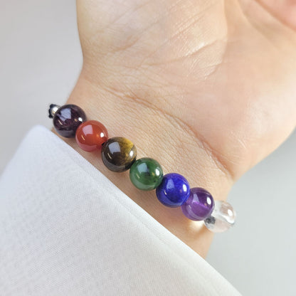 Pulsera siete chacra 8mm tejida