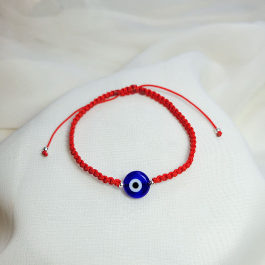 Pulsera ojo turco Azul e Hilo rojo aclilico