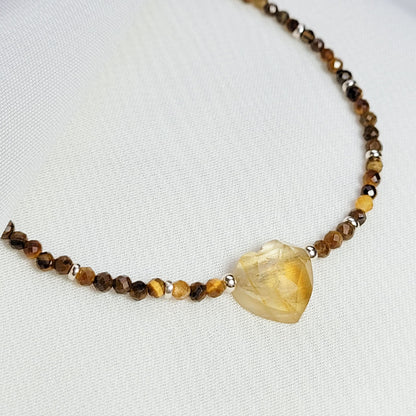 Pulsera Corazón Citrino y Ojo de tigre