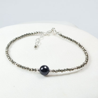 Pulsera Bolita Turmalina negra y pirita 2