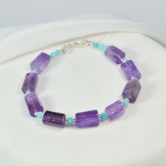Pulsera Amatista Cilindros
