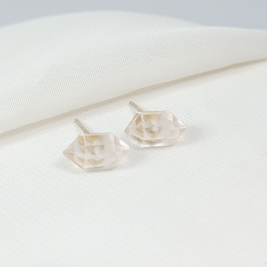 Aretes Cuarzo Rosa Diamante