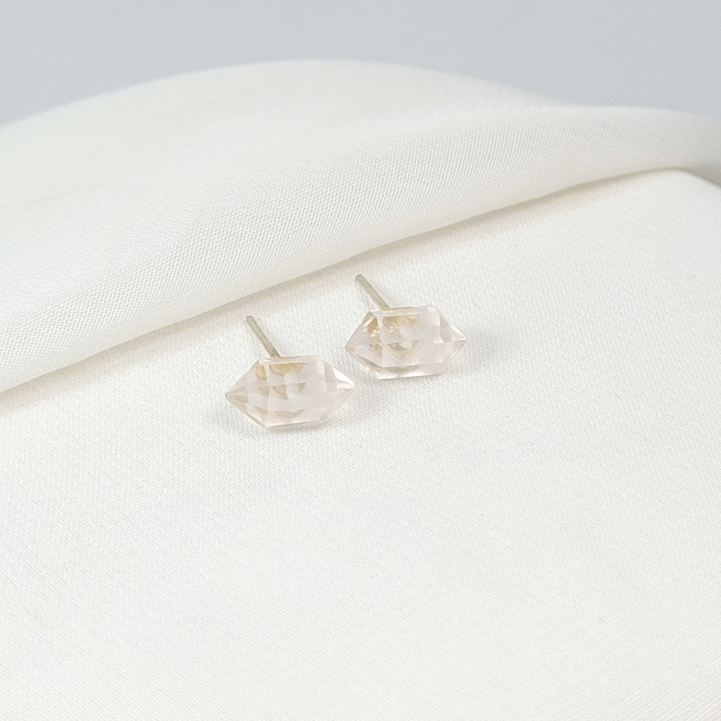 Aretes Cuarzo Rosa Diamante