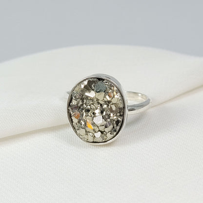 Anillo Regulable de Pirita Ovalado