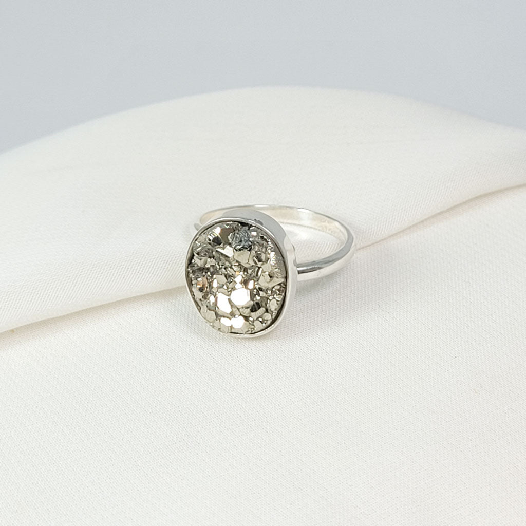 Anillo Regulable de Pirita Ovalado