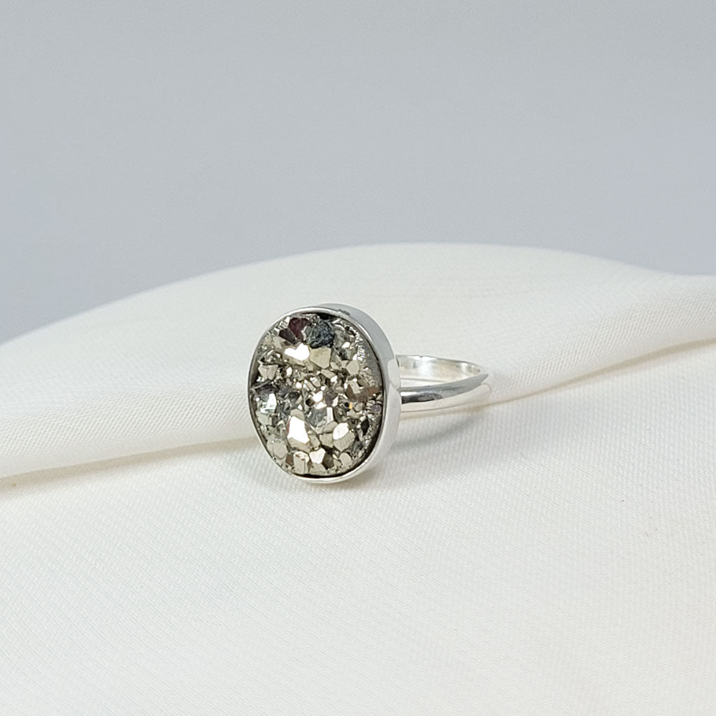 Anillo Regulable de Pirita Ovalado