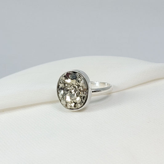 Anillo Regulable de Pirita Ovalado