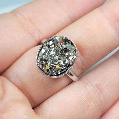 Anillo Regulable de Pirita Ovalado