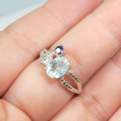 Anillo Topacio Sky Blue y zafiro ley 925 (Copia)