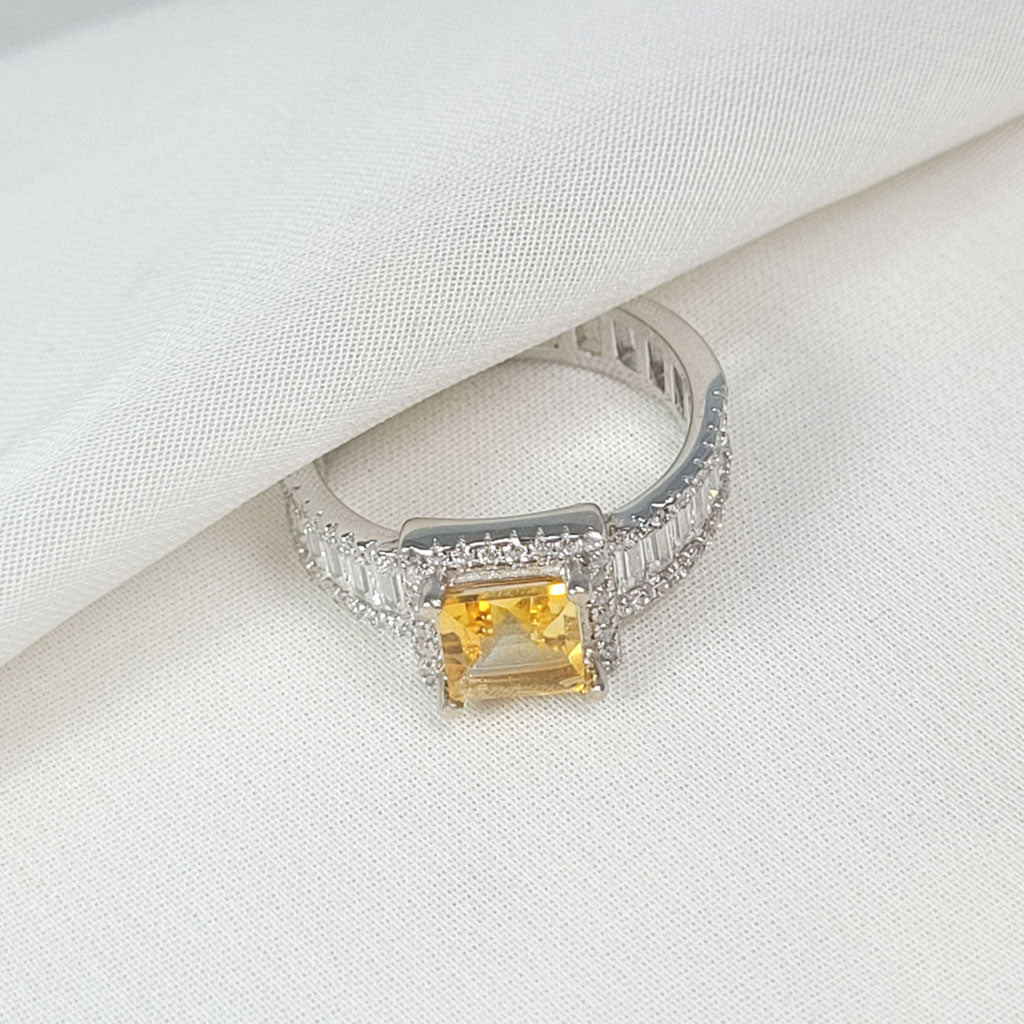 Anillo Citrino Cuadrado ley 925
