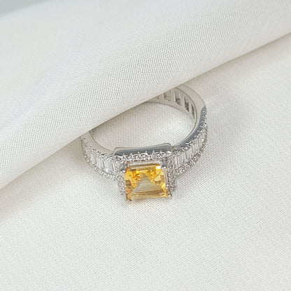 Anillo Citrino Cuadrado ley 925