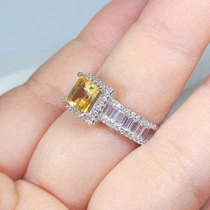 Anillo Citrino Cuadrado ley 925