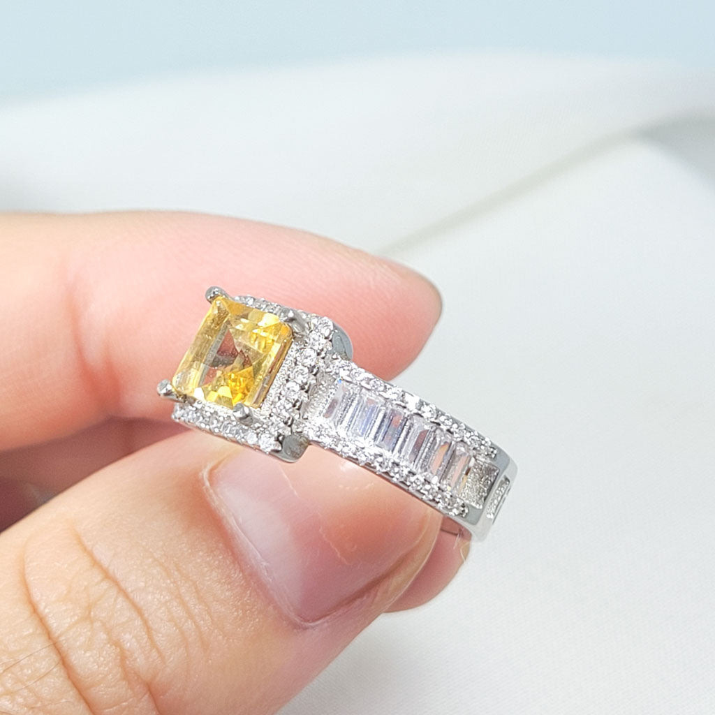 Anillo Citrino Cuadrado ley 925