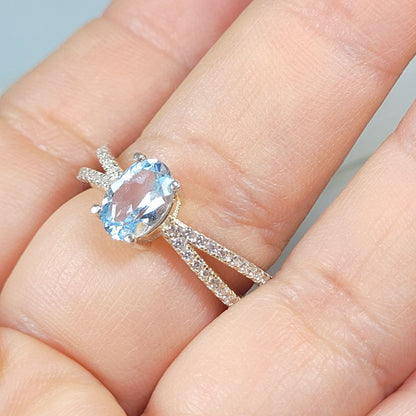Anillo Topacio Sky Blue ley 925