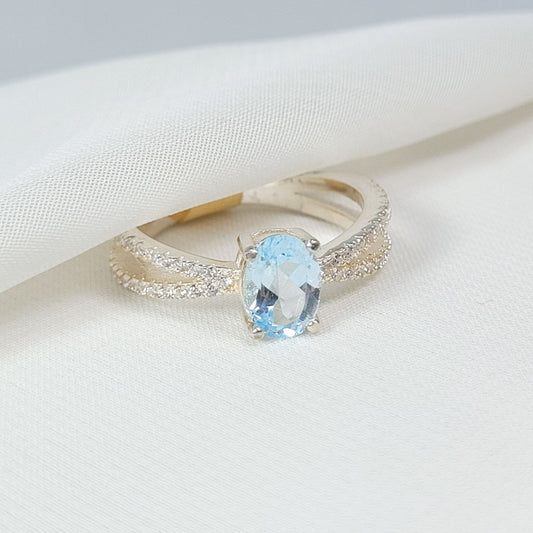 Anillo Topacio Sky Blue ley 925