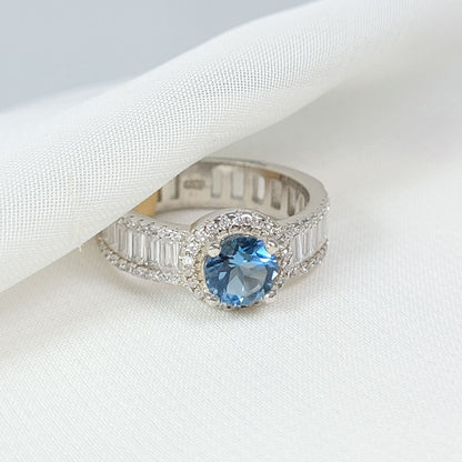 Anillo Topacio London Blue ley 925