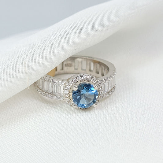 Anillo Topacio London Blue ley 925