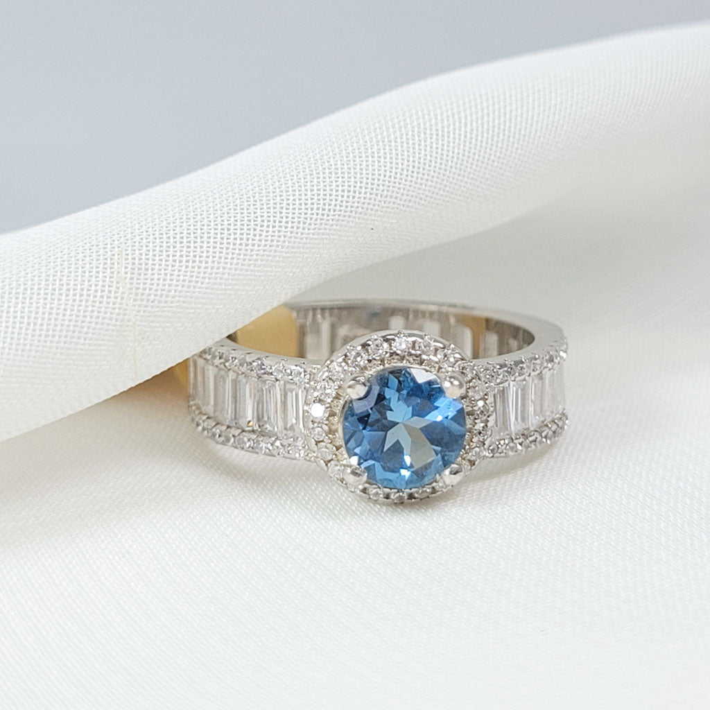 Anillo Topacio London Blue ley 925