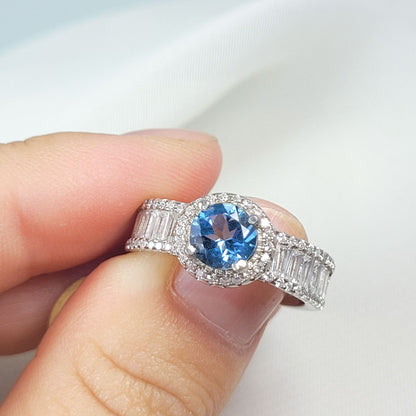 Anillo Topacio London Blue ley 925