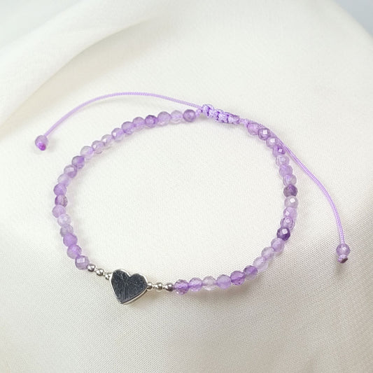 Pulsera Amatista Corazón plata