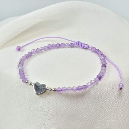 Pulsera Amatista Corazón plata