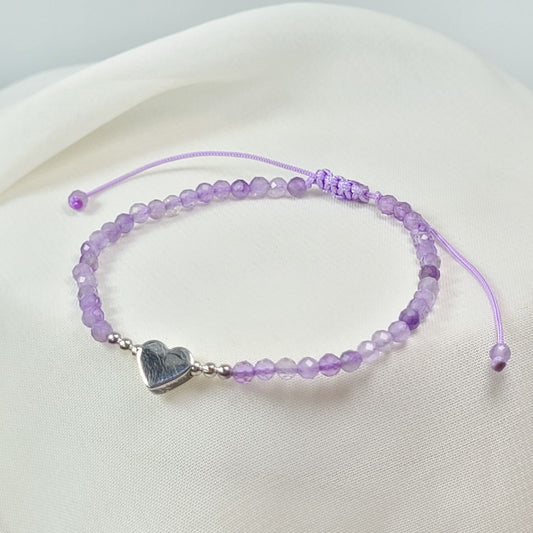 Pulsera Amatista Corazón plata