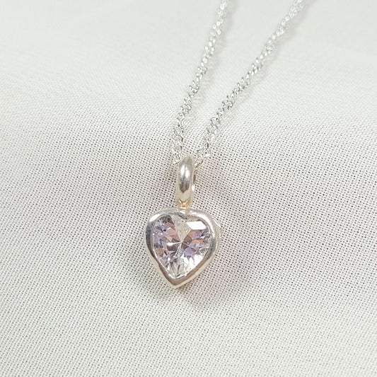 Collar Plata Corazón con zircon