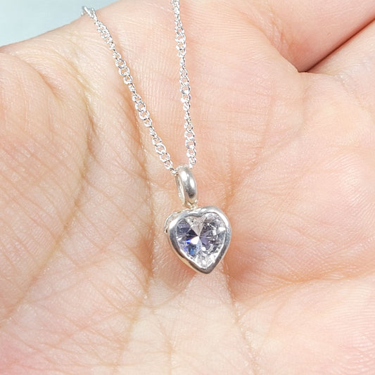 Collar Plata Corazón con zircon