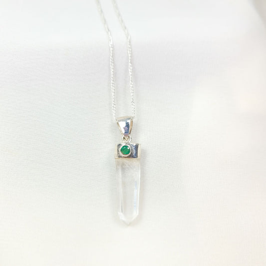 Collar Cuarzo Cristal y Onix Verde