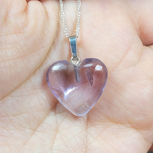 Collar Corazón Amatista - 2cm