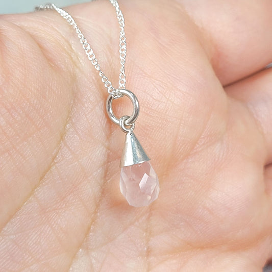 Collar Cuarzo Rosa gotita