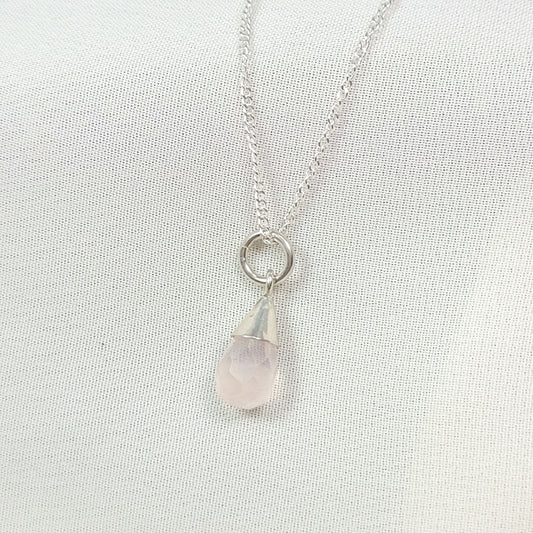 Collar Cuarzo Rosa gotita
