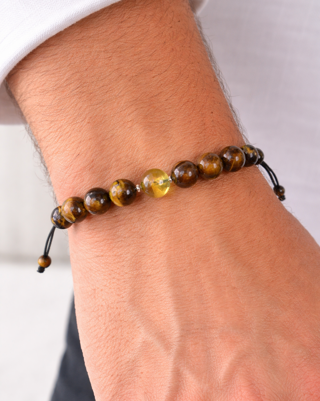 Pulsera Ojo de tigre y Citrino 8mm