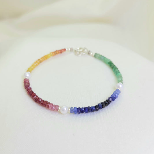 Pulsera Multi Zafiros con Perla