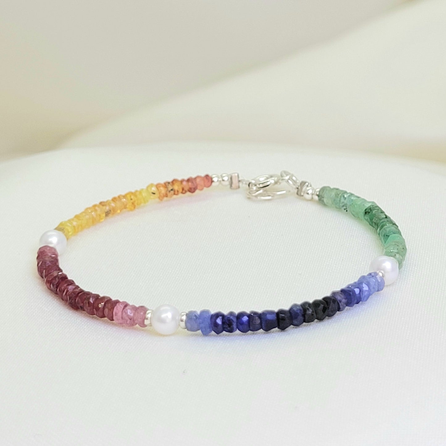 Pulsera Multi Zafiros con Perla